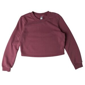 90 Degree By Reflex Cropped Sweatshirt Dusty‎ Rose Pullover Womens S Basiccore